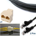 2x 10m RJ45 Cat5e Ethernet Netzwerk LAN Patchkabel + RJ45 Internet Lead Splitter