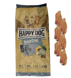 15kg Happy Dog  Naturcroq Adult  XXL Hundefutter + 6 x Kaninchenohren