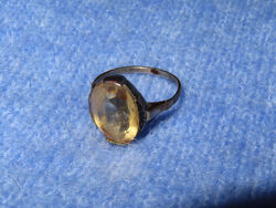 Antik: Silberring mit gelbem Jaspis- oder Citrin-Stein, Durchmesser  18mm,