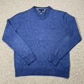 Tommy Hilfiger Pullover Herren XL Slim Fit Blau Pima Baumwolle Kaschmir Strickpullover