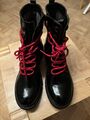 Boots Gr. 39 Schnürstiefel Lack Schwarz MUSTANG Neu ! Halbstiefel Schuhe Cool