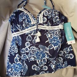 Olympia Tankini einteilig Gr. 40 B Blau Weiß Neu Top