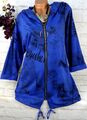 ITALY Jacke Tunika Bluse Shirtjacke Shirt Lagenlook Kapuze Blau XXL 46 48 50