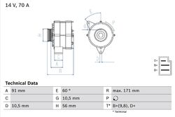 BOSCH Lichtmaschine Generator Lima 0 986 033 810 +39.14€ Pfand für KLASSE T1 190