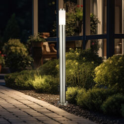 Stehlampe Außenleuchte Standlampe Gartenleuchte Edelstahl 2x Steckdose Säule LED