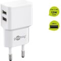 USB Ladegerät 2,4 A12W Dual 2x USB weiß Netzteil Ladeadapter