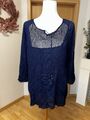 Bluse von Esprit Gr. 40 blau mit Silber Pailletten 