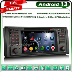 8-Kern 64GB Android 13 Autoradio DAB+WiFi GPS DVD Navi für BMW 5er E39 M5 Canbus