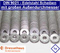 DIN 9021  Edelstahl A2 V2A Unterlegscheiben U-Scheibe M3 M4 M5 M6 M8 M10 M12