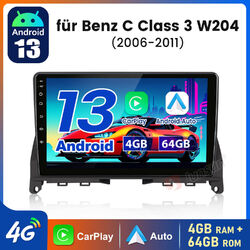 Für Mercedes C Class W204 S204 Autoradio 4+64G 9"Android13 CarPlay GPS Nav 8kern