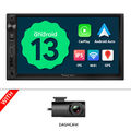 DVR+Doppel 2 DIN Android 13 Autoradio GPS Navi Bluetooth DAB+ RDS CarPlay 7" IPS