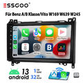 Autoradio Android 13 GPS Navi RDS BT Für Mercedes Benz A/B-Klasse W169 W245 W639