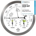 Wetterstation analog aus Edelstahl mit Barometer, Thermometer und Hygrometer ...