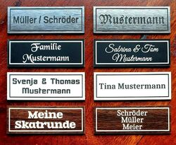 Klingelschild Briefkastenschild Türschild Namensschild mit Gravur selbstklebendMit selbstklebender Rückseite, Zwischengrößen lieferbar