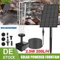 SolarPumpe Brunnen 2.5W 5V Springbrunnen Pumpenset Garten Teichpumpe 200L/H