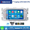 7" Carplay Android 13 Autoradio GPS Nav Für Ford Focus Mondeo 4 C-Max Galaxy Kam