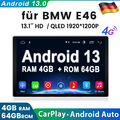 Für BMW E46 13.1"Autoradio 8Kern 4+64GB Android Auto 13 GPS Navi CarPlay WIFI BT