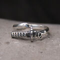 Unisex Samurai Schwert Katana - 925 Silber Ring Schmuck Geschenk A3317