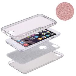 Full Handy Tasche Schutz Hülle Etui Case Transparent Cover TPU Glitzer 360 Grad