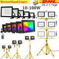 LED Fluter Scheinwerfer 10-100W Baustrahler Flutlicht mit Stativ Stecker Lampe