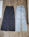 Zara Wide Leg Jeans Hose Damen / Mädchen Gr 34-36 XS-S schwarz & blau Highwaist