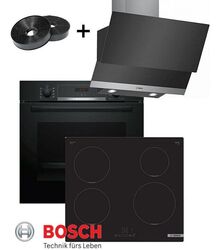 Bosch -Einbau Herdset Induktion -Backofen + Kochfeld + Dunstabzugshaube + Filter