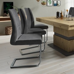 2er Set Freischwinger Stuhl COMFORT - antik grau - Mikrofaser - Stahl - Bauhaus