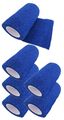 6x BLAU Haftbandage10 cm Fixierbinde elastische Bandage kohäsiv Verband Pflaster