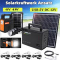 Tragbare Powerstation Solargenerator Solarpanel Akku Ladegerät mit 4 Glühbirnen