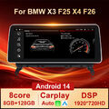 12,3" Android 14 Autoradio CarPlay WiFi 8+128GB GPS Navi Für BMW X3 F25 F26 NBT