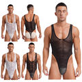 DE iEFiEL Herren Spitze Body Transparent Bodysuit Stringbody Muskel  Unterhemd