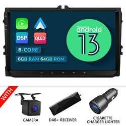 CAM+DAB+9" Android 13 8Kern 6+64 Autoradio GPS Navi CarPlay Für VW Golf 6 Passat