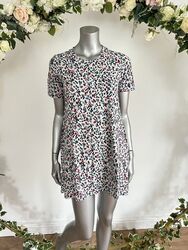 Joules Tunika Top Kleid Hattie Größe 10 Leopardendruck mit Taschen KOSTENLOSER VERSAND OA41