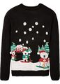 Neu Pullover mit Weihnachtsmotiv Gr. 48/50 Schwarz Herren Strickpullover Sweater