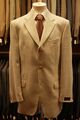 Piere Cardin Sakko Gr.102 beige kariert Einreiher 3-Knopf mit Leinen -S149