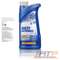 MANNOL 1 L LITER ANTIFREEZE AG11 LONGTERM KÜHLERFROSTSCHUTZMITTEL BLAUDie Nr.1* für Autoteile: Top-Preis-Leistungs-Verhältnis