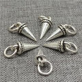 6 Stück Spike-Charms aus 925er Sterlingsilber für Armband-Halskette