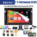 DAB+ 64G CarPlay Android 13 Autoradio GPS KAM Für VW Polo 9N Golf 4 Passat B5 T5