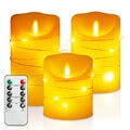LED Kerze mit Lichterkette Timer Fernbedienung Flamme flammenlose Echtwachskerze
