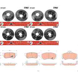 TRW BREMSSCHEIBEN + BELÄGE VORNE + HINTEN passend für HYUNDAI TUCSON JM nur 4x4VA 280x26mm | HA 284x10mm | NUR bis Baujahr 12/2007