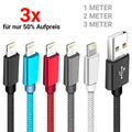 iPhone Kabel Nylon USB A auf iPhone Schnell Ladekabel Farben 8pin 0,2m - 3m