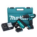  Makita HP 333 DWAE Akku Schlagbohrschrauber 12 V 30 Nm + 2x Akku 2,0 Ah + Lader