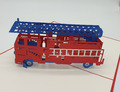 3D POP UP Geburtstagskarte Feuerwehrauto Feuerwehrtruck Rot Kinder Junge