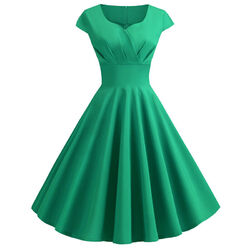 Frauen Vintage Rockabilly Retro Kleid 50er 60er Jahre Partykleid Abendkleid DE