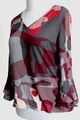 REKEN MAAR Bluse Tunika Chiffon bordeaux-rot-grau Schlupf V-Aussch Gr 36 NEU R94