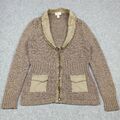 Peter Hahn Damen Strickjacke DE 38 UK 12 Leinen Baumwolle Strick Brown M