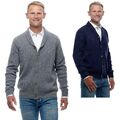 Ugholin Herren 100% Kaschmir Schalkragen Strickjacke Cardigan mit Knopfleiste