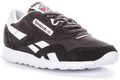 REEBOK Klassisch Nylon Wildleder Schnürer Turnschuhe Schwarz Weiß Damen Gr. 3 -