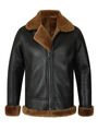 Herren RAF B3 Flieger Bomber Pilot Fell Shearling Echt Lammfell Lederjacke