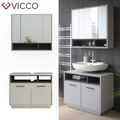 Badschrank Badezimmermöbel Beatrice Grau Anthrazit modern Badspiegel Vicco